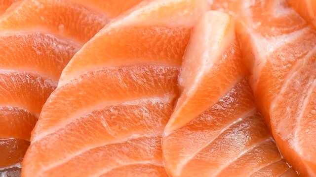 uncooked fresh salmon slice rotation