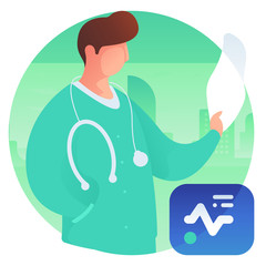 Man checking medical