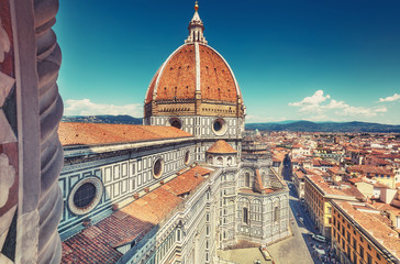 Fototapeta premium Santa Maria del Fiore cathedral in Florence, Italy in summer. View on the dome.