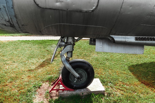 Minsk, Belarus, September 10, 2018. Museum of Avionics, SU 13. Individual parts of the fuselage, close-up. Fighter 1 generation in the arsenal of Russia.