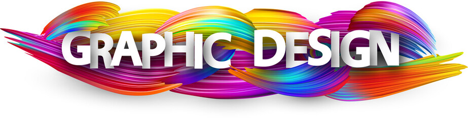 Graphic design paper banner with colorful brush strokes. © Vjom