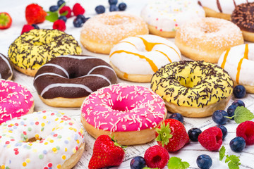 Mix of colorful doughnuts