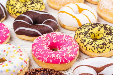 Mix of colorful doughnuts