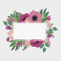 Fototapeta na wymiar Floral frame with colorful flower.
