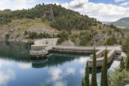 reservoir dam at Quentar, province of Granada, Andalusia, Spain