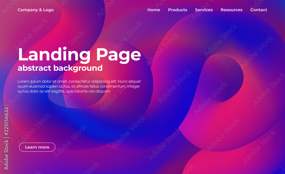 Leinwandbilder landing page template. abstract background with fluid shapes, liquid abstract backdrop. colorful bac