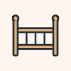 Baby Crib Bed Minimalistic Flat Color Line Solid Stroke Icon Pictogram Symbol