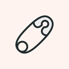 Safety Pin Minimalistic Flat Color Line Solid Stroke Icon Pictogram Symbol