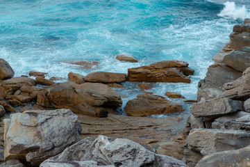 Rock and water in the coastline.