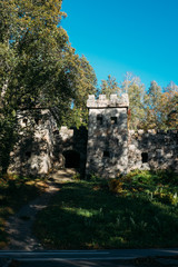 Fototapeta na wymiar Granite or stone fortress in the national park Aulanko, Finland