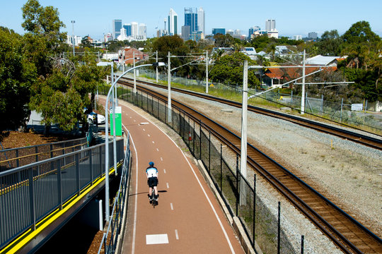 Fototapeta Cycling Track to the City