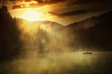 sunset over the lake