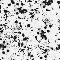Fototapeta premium Inky blots seamless pattern. Grunge dirty vector texture