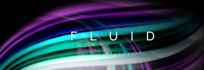 Wave fluid flowing colors motion effect, holographic abstract background. Vector illustration