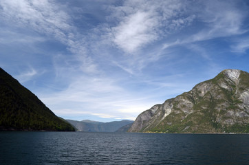 Fototapeta na wymiar Mountains and fjord. Norwegian nature. Sognefjord. Flam, Norway 