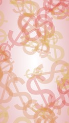 Multicolored translucent dollar signs on white background. Vertical image orientation. 3D illustration