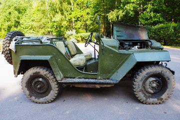 Fototapeta premium Russian military rare SUV GAZ-64 of the second world war. The legendary retro car jeep. 