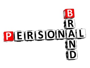 3D Rendering Crossword Personal Brand over white background.