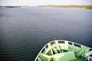 bow of the ship and the Baltic sea