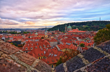 view of the Prague old town. Czech Republic