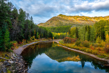 McDonald Creek in autumn colors, Glacier National Park, Montana