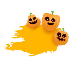 Halloween web grunge Banner or poster with Halloween scary pumpkins isolated on white background . Funky kids Halloween banner with space for greeting text or sale