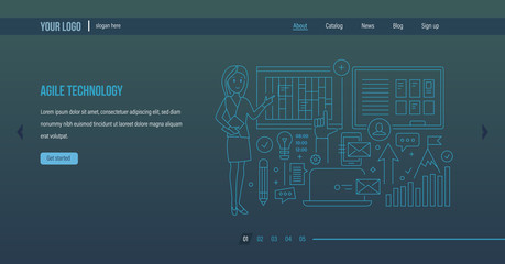 Agile technology. Agile software development, planning of business, improving efficiency.