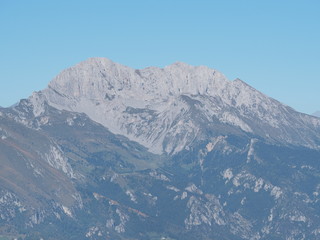 Fototapeta na wymiar Wonderful landscape at Presolana with a blue sky in summer. Orobie alps, Bergamo, Italy