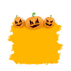 Halloween web grunge Banner or poster with Halloween scary pumpkins isolated on white background . Funky kids Halloween banner with space for greeting text or sale