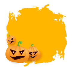 Halloween web grunge Banner or poster with Halloween scary pumpkins isolated on white background . Funky kids Halloween banner with space for greeting text or sale