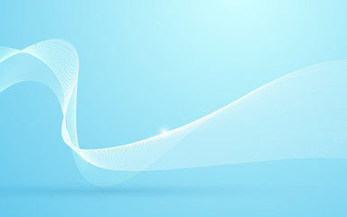 Abstract blue and white wavy light digital background