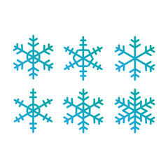 Set of vector snowflakes. Colorful vector snowflakes icons of collection isolated