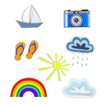set vector summer bright pictures