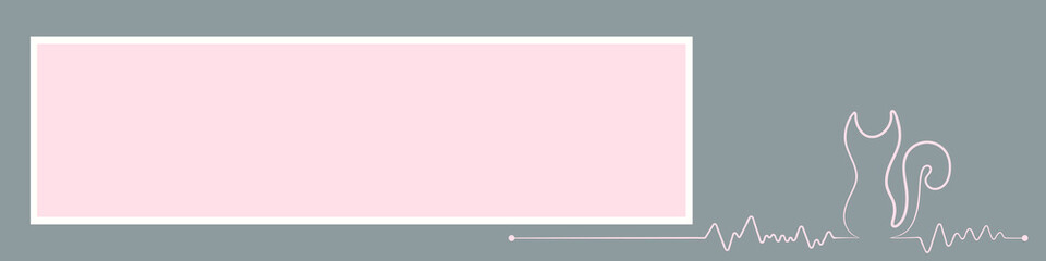 Fototapeta premium Banner with cardiogram in the form of a silhouette of a cat. Vector illustration