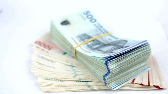 Danish krone.  ( DKK ) 1000 and 500 Kroner banknotes.