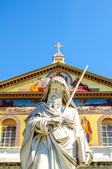 The statue of St. Paul against the background of the frescoes of the Basilica of San Paolo. Rome. Italy.
- 225169429