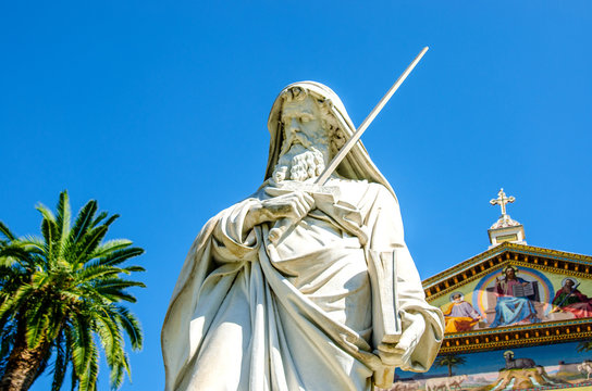 Statue of St. Paul in the Basilica of San Paolo. Rome. Italy.
