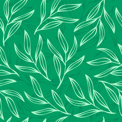 Naklejka na ściany i meble Vector pattern with leaves and twigs