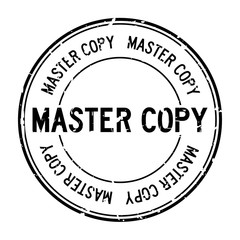 Grunge black master copy word round rubber seal stamp on white background