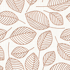  Embroidery floral seamless pattern on linen cloth texture