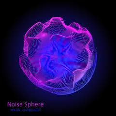 Abstract background of sphere of points noise. Technology digital of data points. Futuristic spherical waveform.