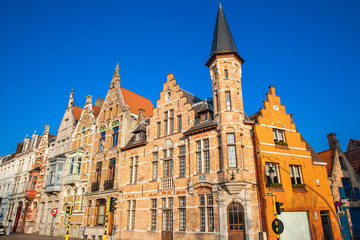 Traditional architecture of the historical Bruges town