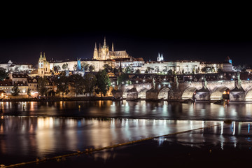 Prague panorama at night
