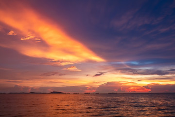 Twilight sky background. Colorful Sunset sky and cloud.vivid sky in twilight time background.Fiery orange sunset sky. Beautiful