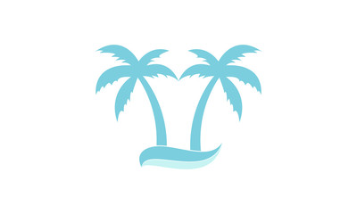 Obraz premium Palm tree and the wave logo