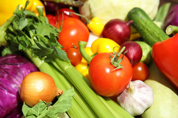 Fototapeta na wymiar Many fresh ripe vegetables as background. Organic food