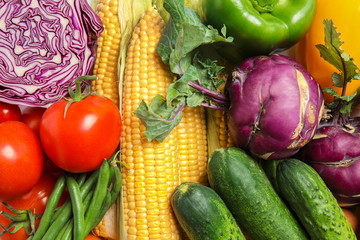 Assortment of fresh colorful vegetables, closeup. Healthy food