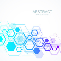 Abstract medical background DNA research hexagonal structure molecule and communication background for medicine, science, technology. Vector illustration.