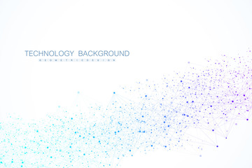 Abstract plexus background with connected lines and dots. Wave flow. Plexus geometric effect Big data with compounds. Lines plexus, minimal array. Digital data visualization. Vector illustration
