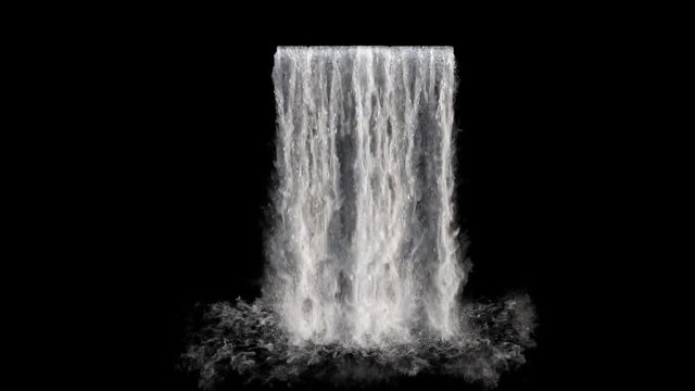 waterfall texture seamless loop, 4k, isolated on black with alpha and separate foam layer